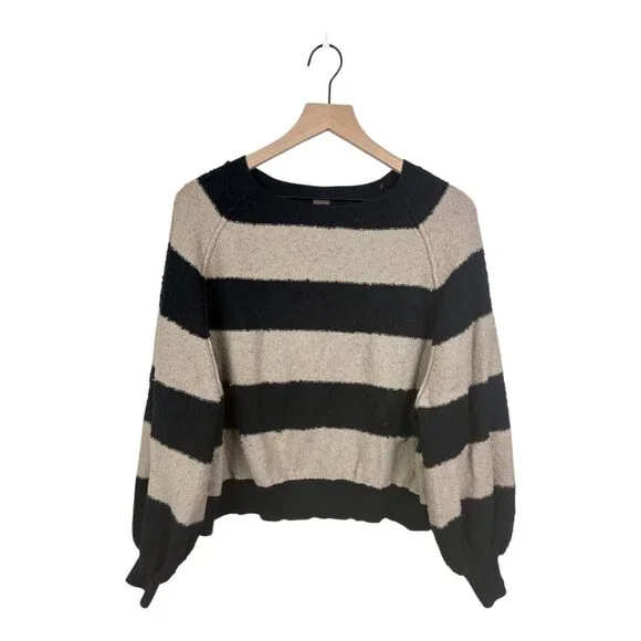 Free People | Found My Friend Striped Sweater | Black & Tan | Small - Picture 3 of 12